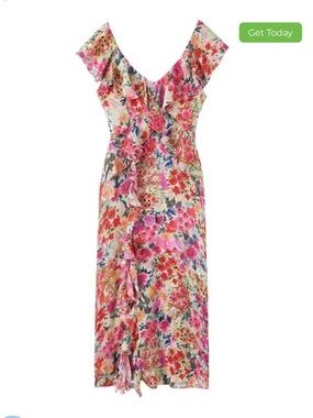 Zara Pink Floral Midi/Maxi Skirt